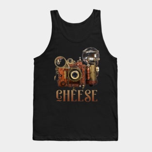 Unique Steampunk Camera Say CHEESE Flash Filmmaker Tank Top